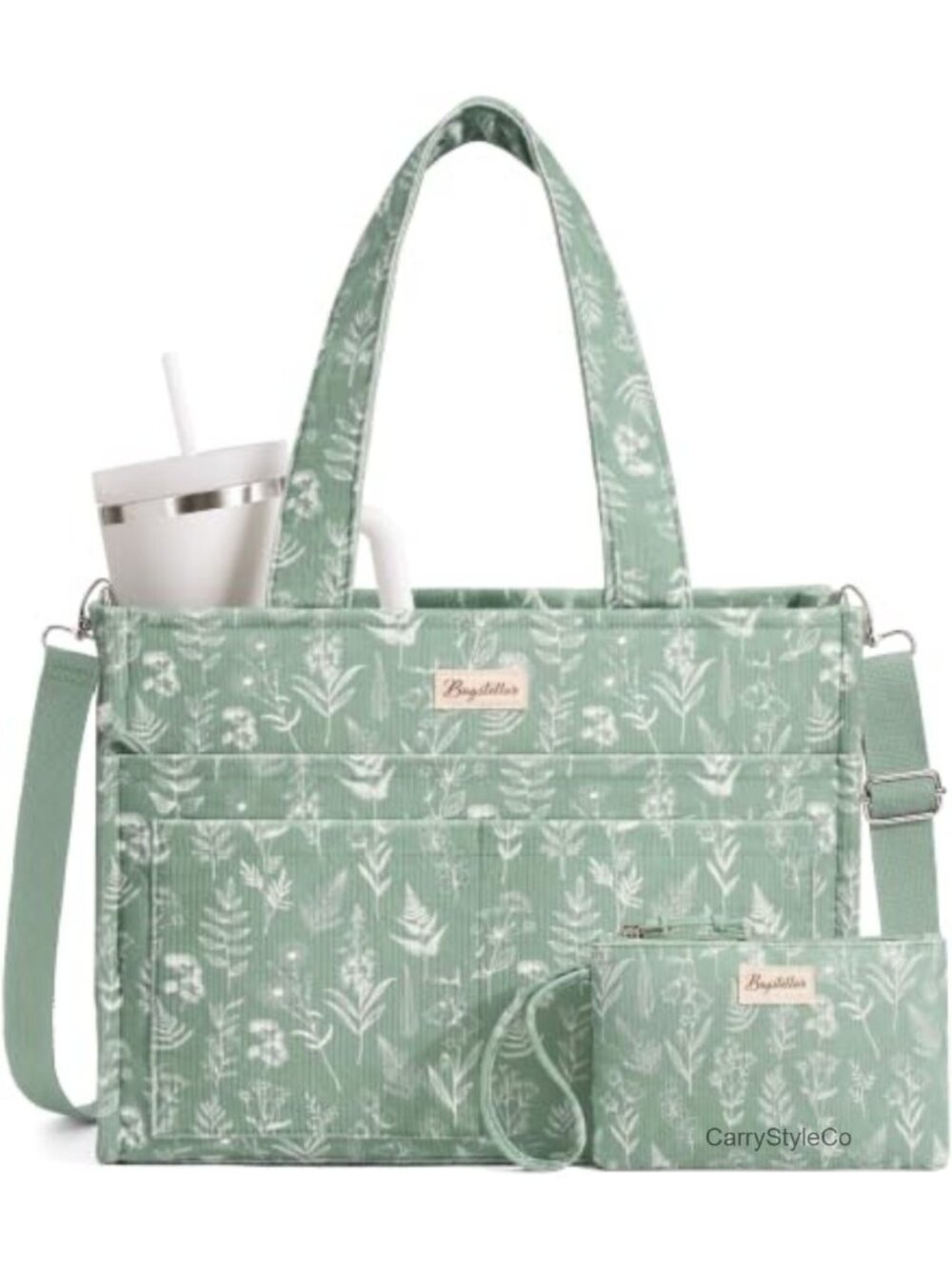 Corduroy Tote Bag 15 Pockets Laptop Teacher Nurse Work Bag